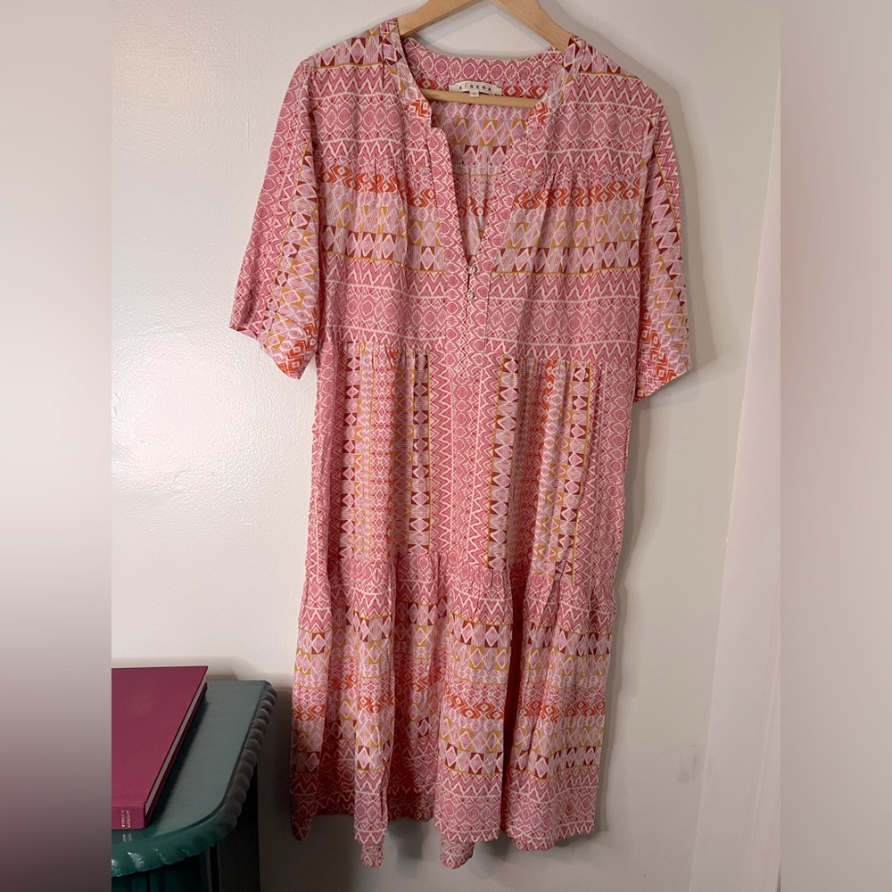 Xirena Billie Lagenlook Boho Relaxed Shirt Multicolor Dress in Terra Rose Sz L